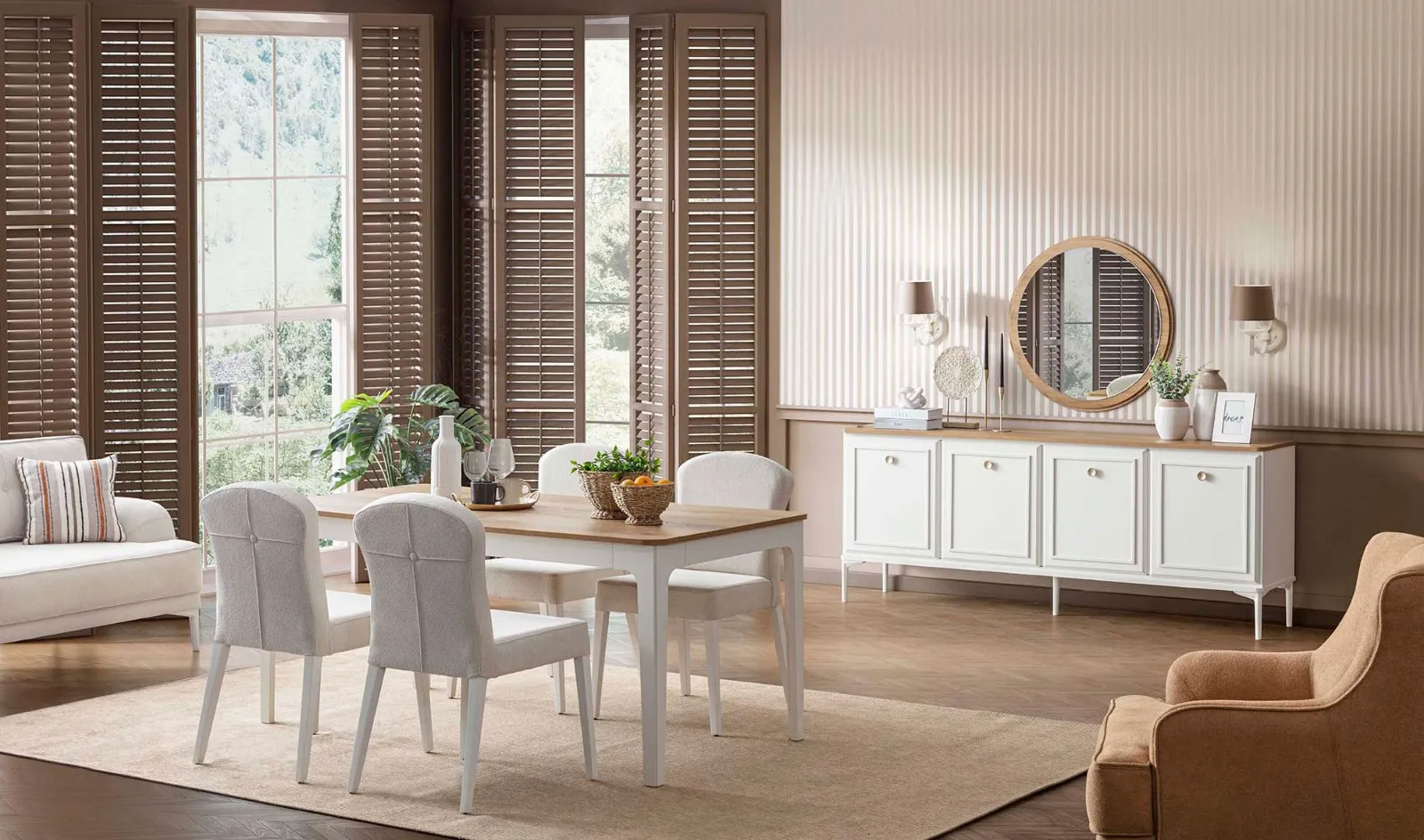 Konsol +  Yemek masası + 6 sandalye